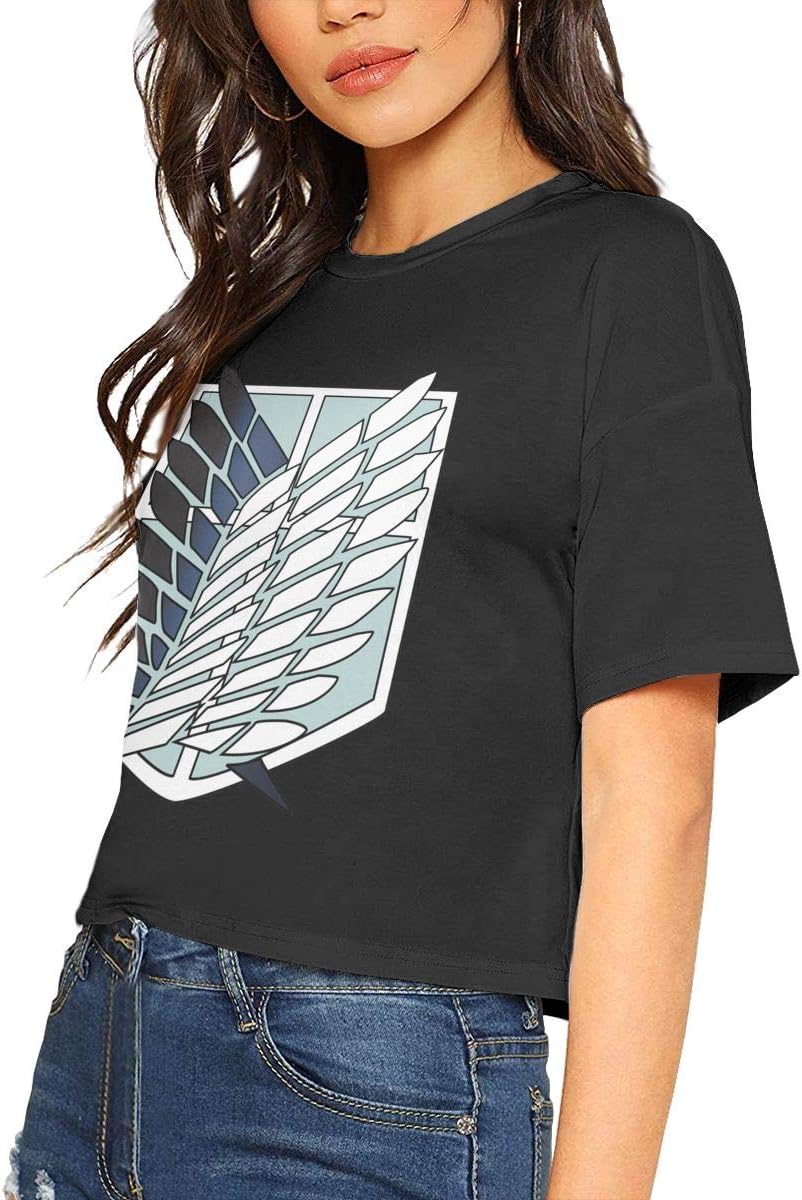 Women Sexy Attack On Titan Crop Short Sleeve T Shirt Blouse Dew Navel