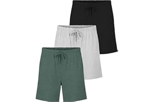 Real Essentials 3 Pack:Mens Cotton Ultra-Soft Knit Sleep Pajama Shorts & Lounge Wear (Available In Big & Tall)