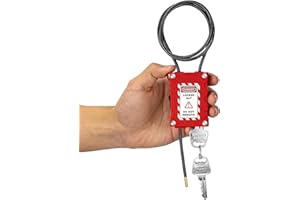 BOZZYS Lockout Tagout Cable Locks with 2 Keys | OSHA Compliant Adjustable 0.16"x31.5" PVC Steel Cable | for Valves, Panels & Machinery | Nylon PA66 Loto Padlock with 3 Warning Tags
