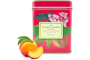 ELEPHANT PARK Premium Decaf Peach Herbal Green Tea Bags 50 Pack Designer Tin, Eco-Friendly, Sugar Free, Keto & Diabetic Friendly Full Bodied Aromatic Flavor Family Share Size Bulk Teabags (50-Count)