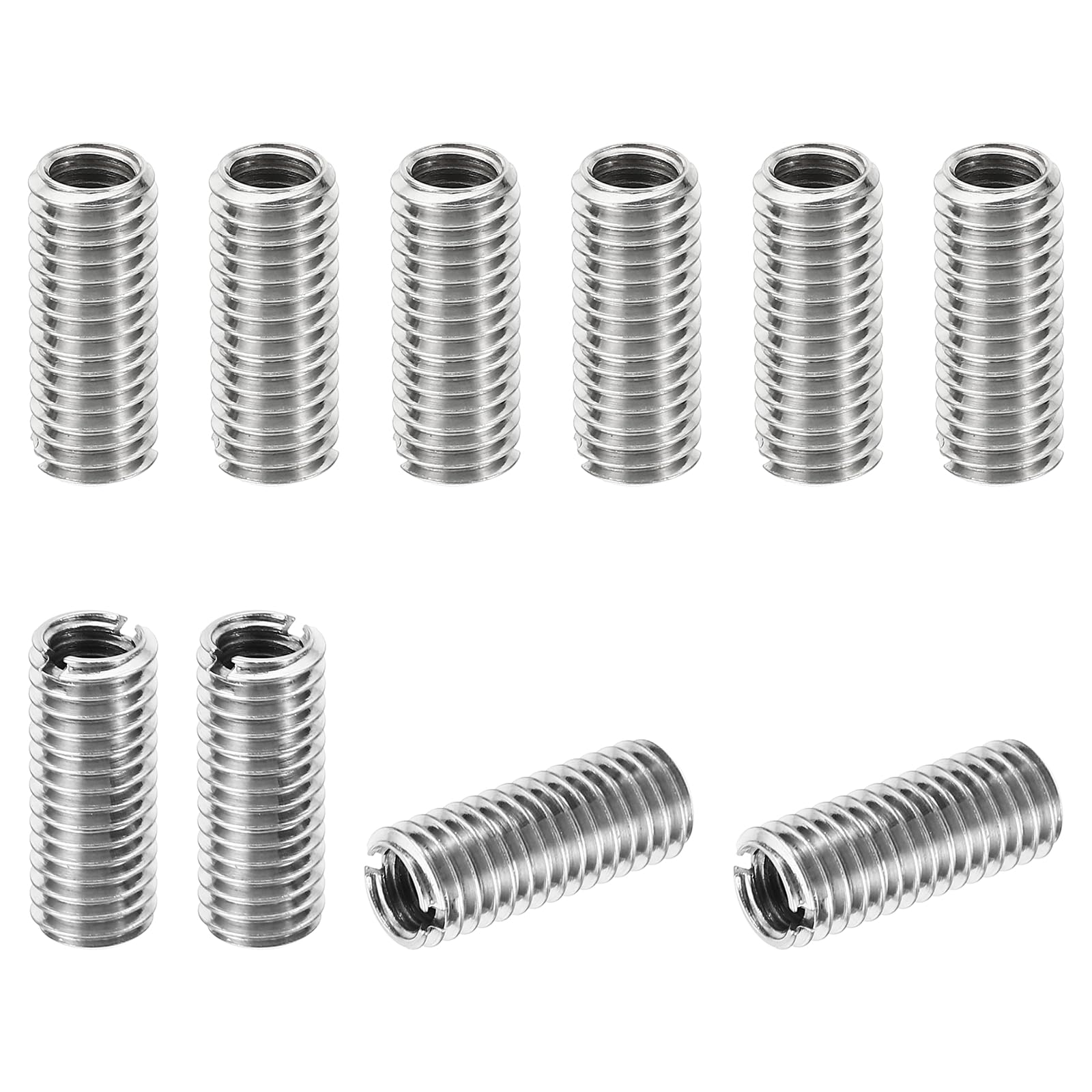 PATIKIL Thread Adapters Sleeve Reducing Nut, 10 Pcs M8*1.25 Male to M6*1 Female Repairing Insert Nut Screw Reducer Conversion Stainless Steel Fastener 20mm — image 1