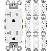 BESTTEN 20 Amp Tamper Resistant Wall Receptacle Outlet, Decorator Standard Electrical Outlet with TR, for Residential and Com