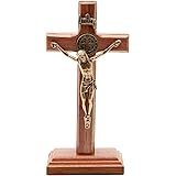 Intercession Wall and Table Wood Cross Crucifix (5 inches - Antique Gold)