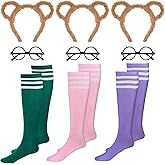 Yolyoo 9 Pieces Chipmunks Costumes Set Chipmunk Ears Headband Round Frame Glasses Knee-High Socks for Halloween Costume