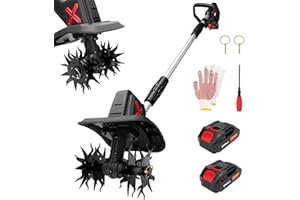 Shall Cordless Tiller Cultivator, 20V Electric Rototiller with 2 × 2.0Ah Batteries, 9" Width 6.6" Depth Garden Tiller, 48 Ste