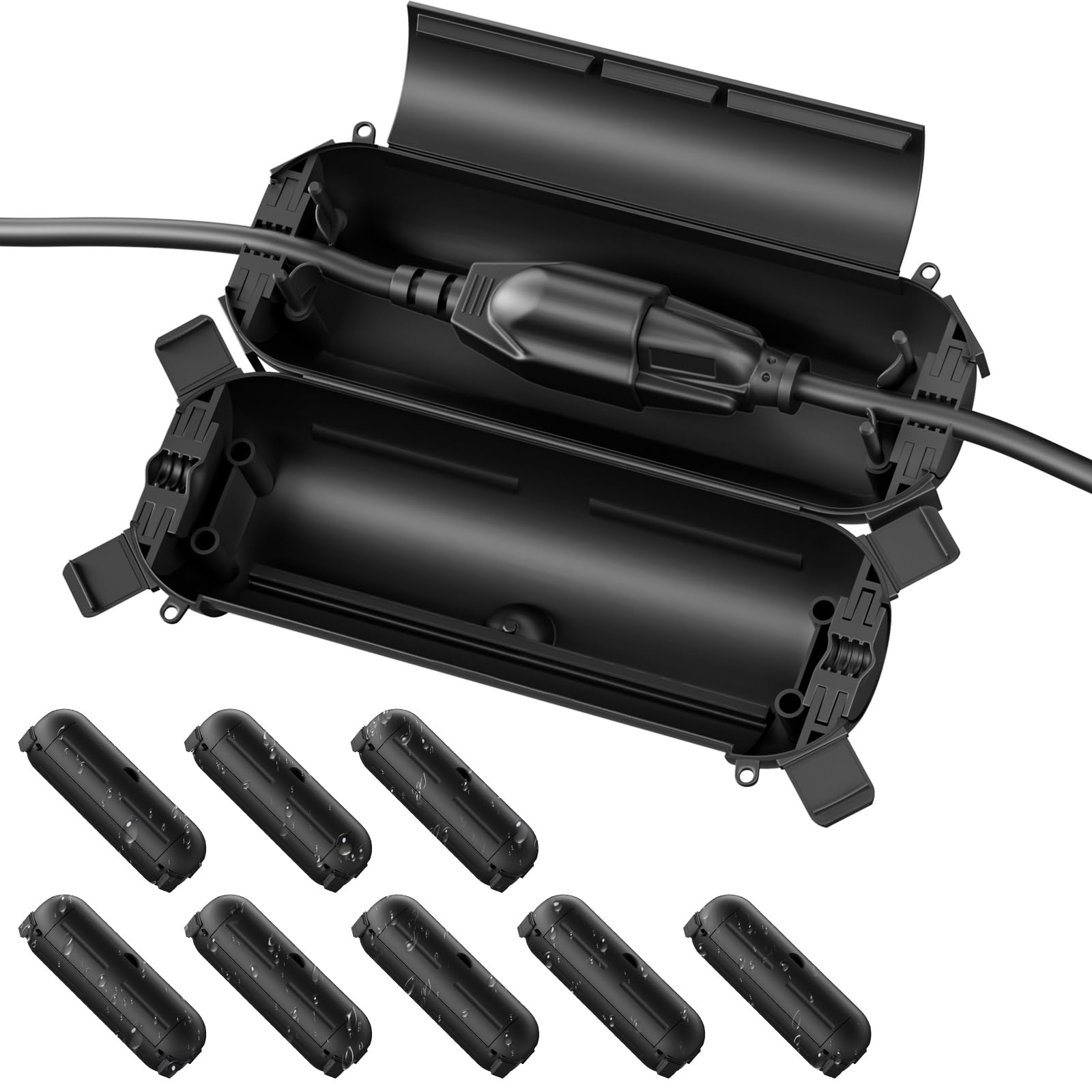 Photo 1 of Flemoon [9 Pack] Outdoor Extension Cord Safety Cover, IP44 Waterproof Connection Protector, Weatherproof Electrical Box for Outdoor Plug, Outlet, Holiday Light, Christmas Decorations, Black