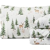 Springtree Home Luxury Portuguese Flannel Sheets | Queen Size Flannel Sheets | 100% Cotton | Ultra-Soft, Warm & Breathable Sheet Set | Deep Pocket, Durable & Cozy Winter Sheet Set | Deer Forest