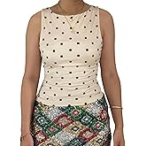 Women Y2k Polka Dot Tank Top Sleeveless Crewneck Slim Fit Crop Top Cute Dots Print Vest Shirt Coquette Going Out Tops