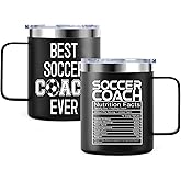 Culaiwan Soccer Coach Gifts for Men, Soccer Coach Nutrition Facts Stainless Steel Mug for Appreciation, Christmas, 12oz Insulated Travel Coffee Cup with Handle