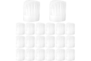 JOSOJOOU 20 Pack Chef Hat, Adjustable Non Woven Bakery Hats for Men Women, Disposable DIY Kitchen Cooking Chef Cap for Cooking, Baking, Pizza Party, Hibachi Party Decorations White