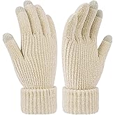 FZ FANTASTIC ZONE Winter Gloves for Women, Chenille Warm Knit Work Touchscreen Womens Gloves for Cold Weather Gifts
