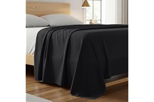 Mellanni California King Size Flat Sheet - Iconic Collection Bedding - Hotel Luxury, Extra Soft, Cooling - Wrinkle, Fade, Stain Resistant - 1 Flat Sheet Only (Cal King, Black)