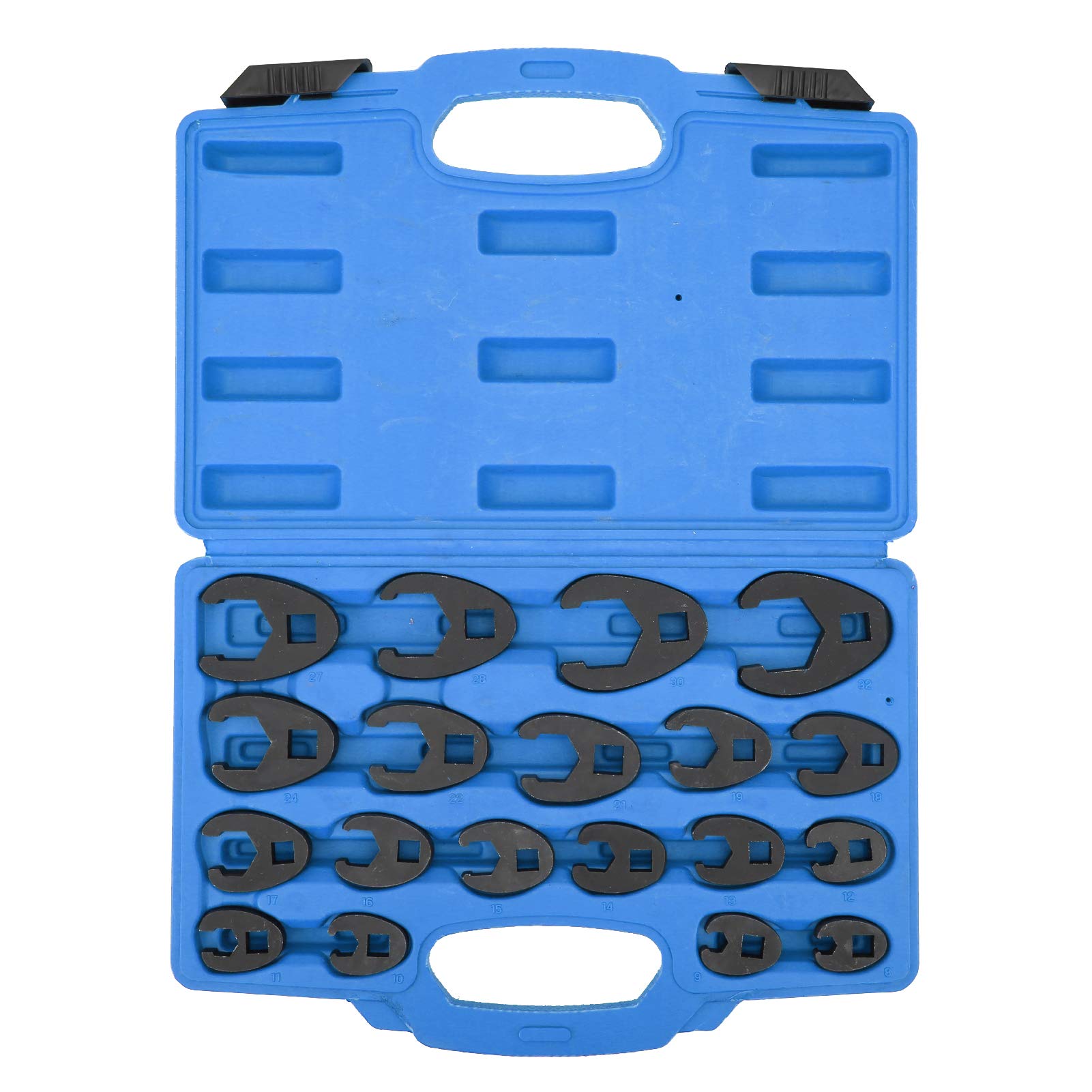 Crows Foot Spanner Set, 19pcs Crowfoot Spanner Set Steel Crowfoot Spanner Crow's Foot Wrench Metric Set 8‑32mm Drive Crowfoot Flare Nut Wrench Set for Large Open‑end Wrenches or Socket Wrenches
