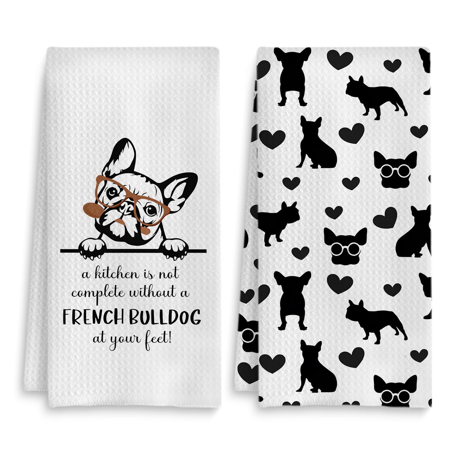 Photo 1 of Fuasei French Bulldog Gifts Kitchen Towels, French Bulldog Gifts for Women, Frenchie Gifts for Women Hand Towels for Bathroom, French Bulldog Decor Dish Towels for Kitchen, 16x24 Inch Set of 2