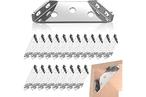 Bigwaves 20pcs Corner Bracket,Universal Stainless Steel Furniture Corner Connector, Heavy Duty Triangular Support Angle Brackets for Wood Furniture, Cabinets, Tables, and Chairs