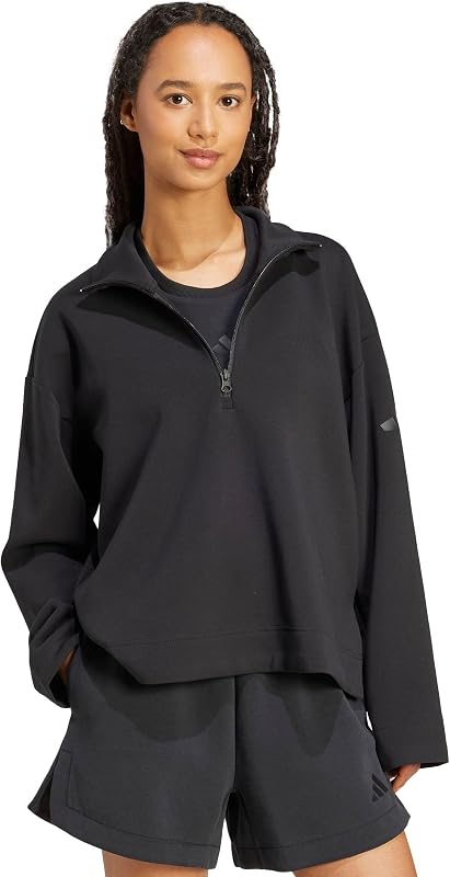 Femme Soft Lux Quarter-Zip Sweatshirt, Black, S