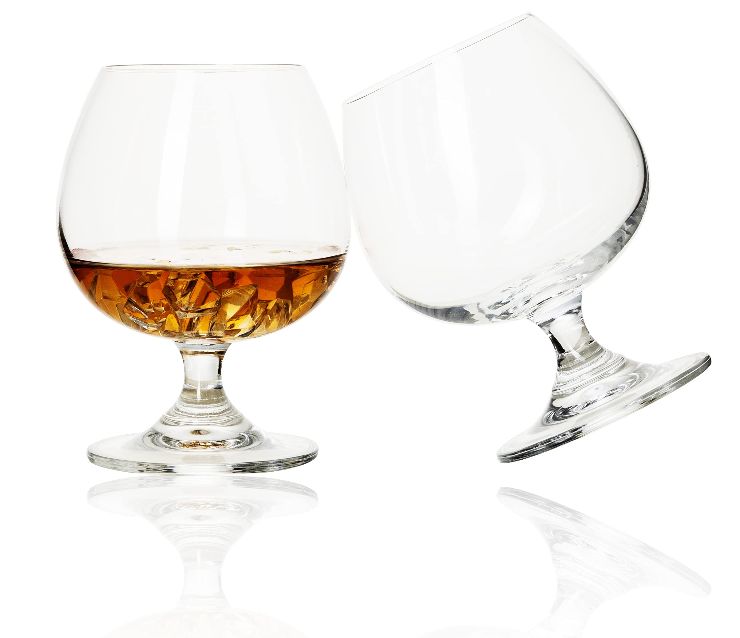 BothEarn Crystal Brandy Glass Set of 2, Small Stemmed Plain Cognac Snifter for Traditional Whiskey Bourbon Beer Drink with Gift Box, 400 ml (13.5 oz)