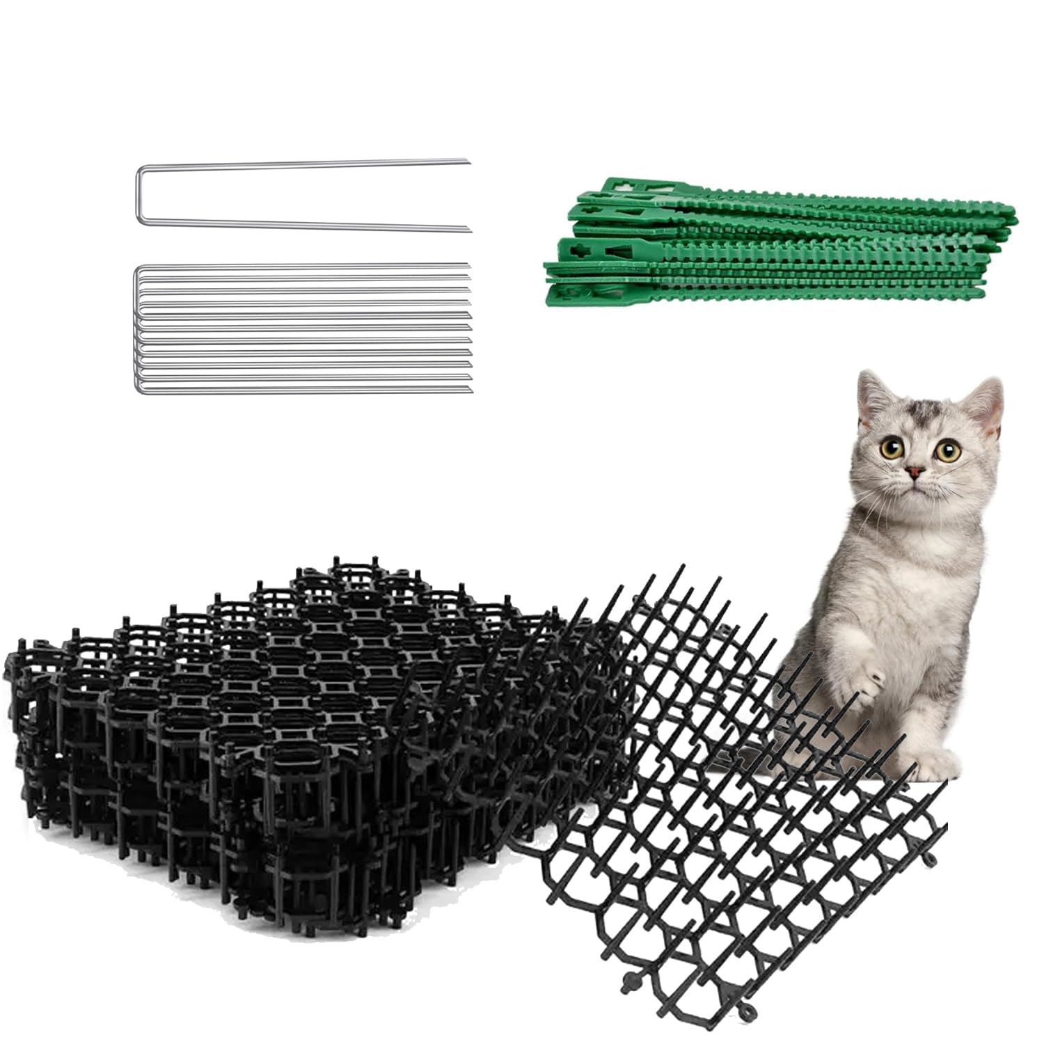 Cat Deterrent Mat,Ompinda 12 Pack 8x6 inch Cat Repellent Barrier with Spikes Cat Scat Mat for Indoor Furniture or Plant, Outdoor Garden Fence