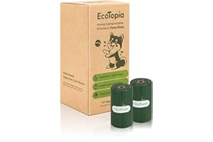 ECOTOPIA Extra 20% Thicker Dog Poop Bags (No Tearing Needed),100% Certified Biodegradable Poop Bags for Dogs,Compostable Dog Waste Bags,Cat Litter Bags,ASTM D6400 & EN 13432 Compliant,120 Bags,Dark Green