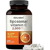 NatureBell Liposomal Vitamin C 2,000mg Per Serving, 240 Capsules | High Absorption Fat-Soluble Vitamins – Max Strength Antioxidant* Supplement – Non-GMO, Gluten Free