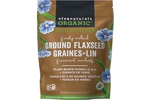 Viva Naturals Canadian-Made Organic Ground Flaxseed - Premium Flax Seeds for Baking, Smoothies - Certified Organic, Non-GMO, 