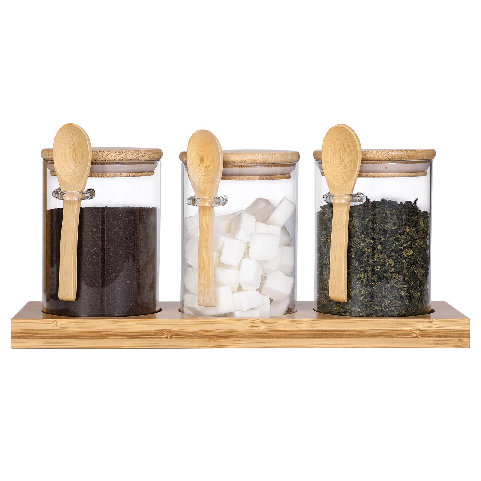 Fufafayo Under $5 3Pcs Spice Serving Jars Set Bath Storage Jar With Lid Spoon And Tray Seasoning Storage Canister For Seasoning Pepper - View #12