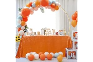 Pufogu 60"x102" Orange Sequin Tablecloth Rectangular Glitter Orange Table Cloths for Birthday Wedding Bridal Baby Shower Party Decorations