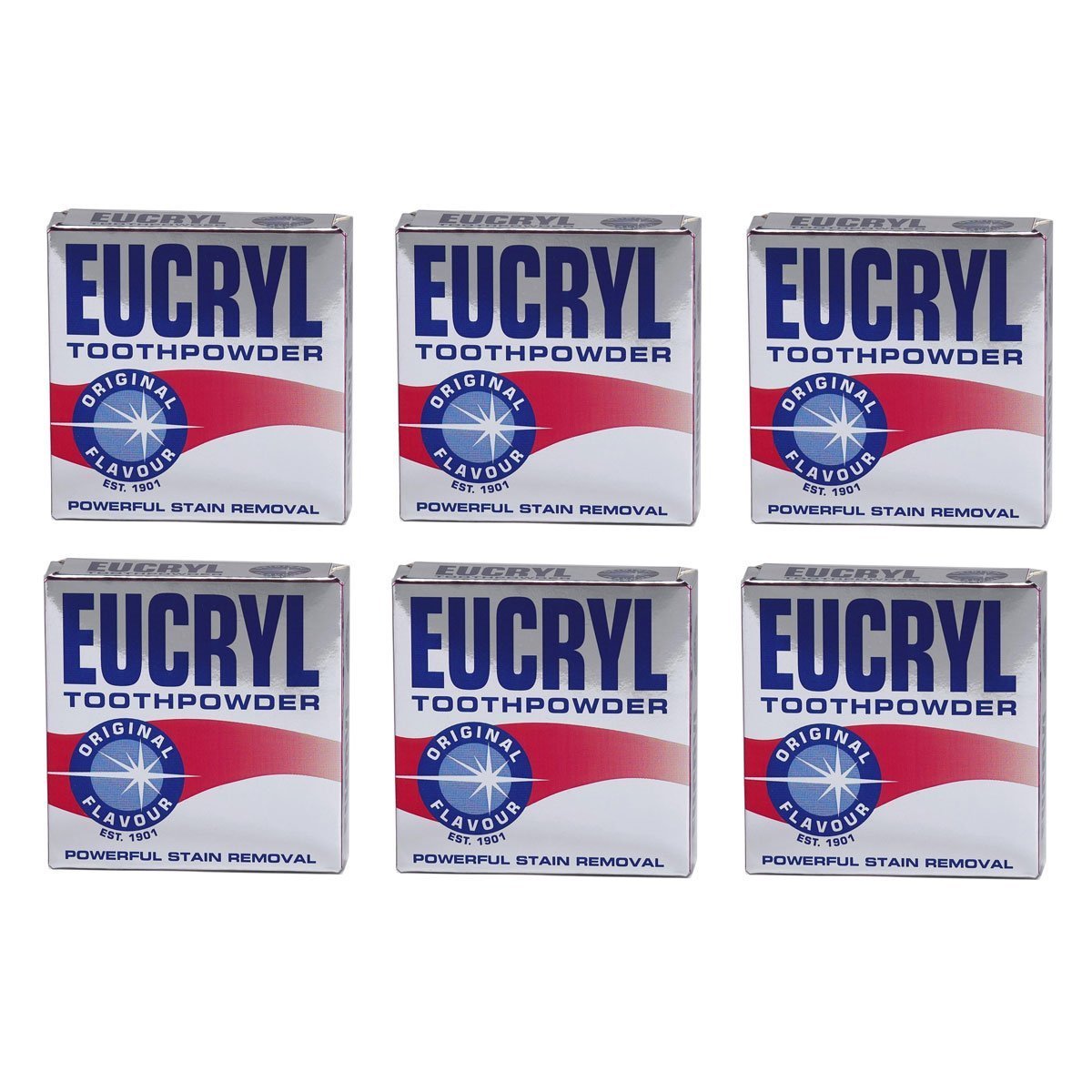 6 x Eucryl Smokers Tooth Powder Original 50g