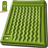 FNARMW Double Sleeping Pad Camping, Self Inflating 6'' Extra-Thick 2 Person Pillow Built-in Foot Pump Waterproof Inflatable Sleeping Mat Backpacking, Tent, Hiking, Portable Camping Pad (Yellow Grey)