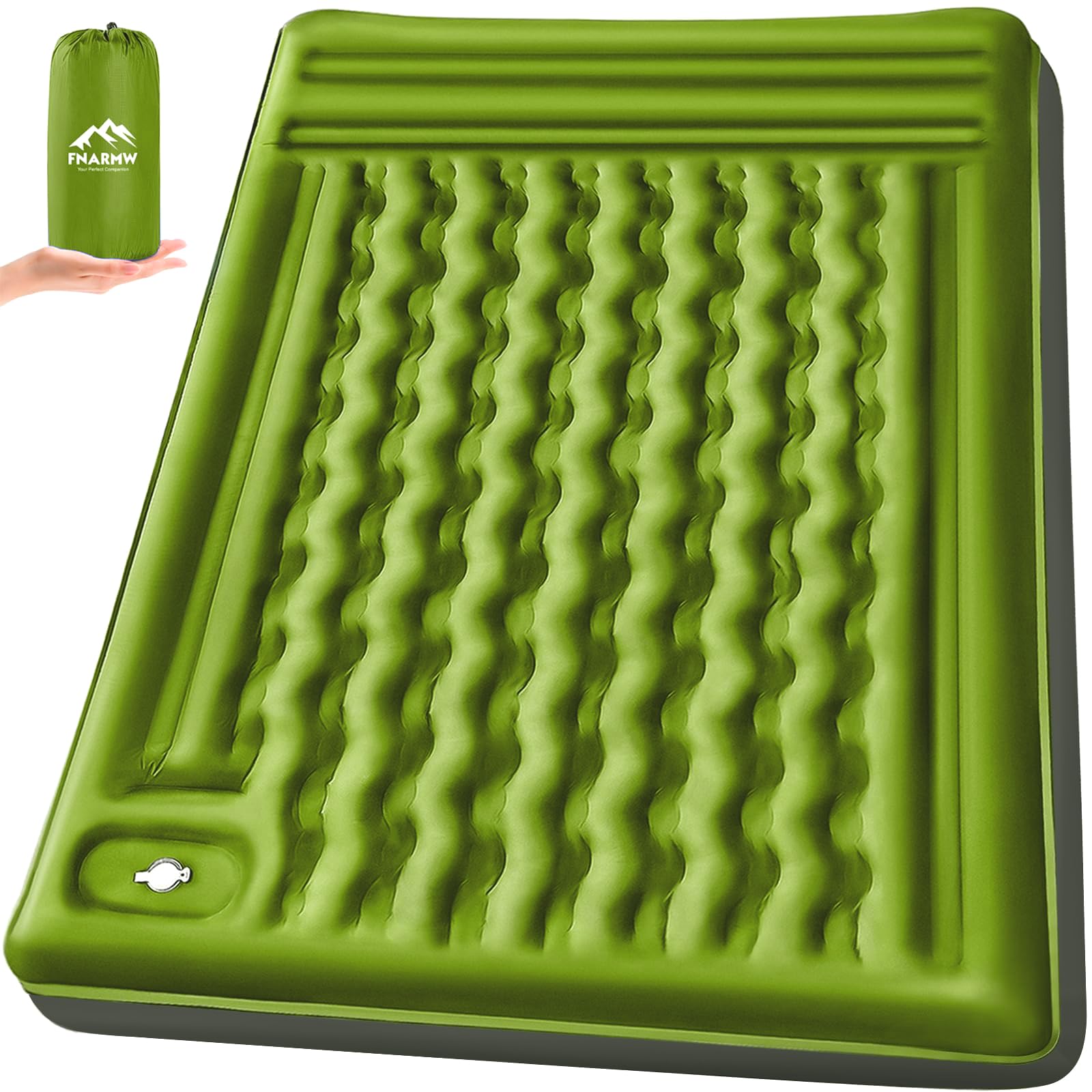 Photo 1 of FNARMW Double Sleeping Pad Camping, Self Inflating 6'' Extra-Thick 2 Person Pillow Built-in Foot Pump Waterproof Inflatable Sleeping Mat Backpacking, Tent, Hiking, Portable Camping Pad (Yellow Grey)