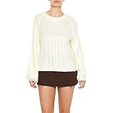 Forever 21 Womens Peasant-Sleeve Cable Knit Sweater