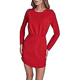 BCBG Womens Long Sleeve High Neck Blouson A-line Mini Dress