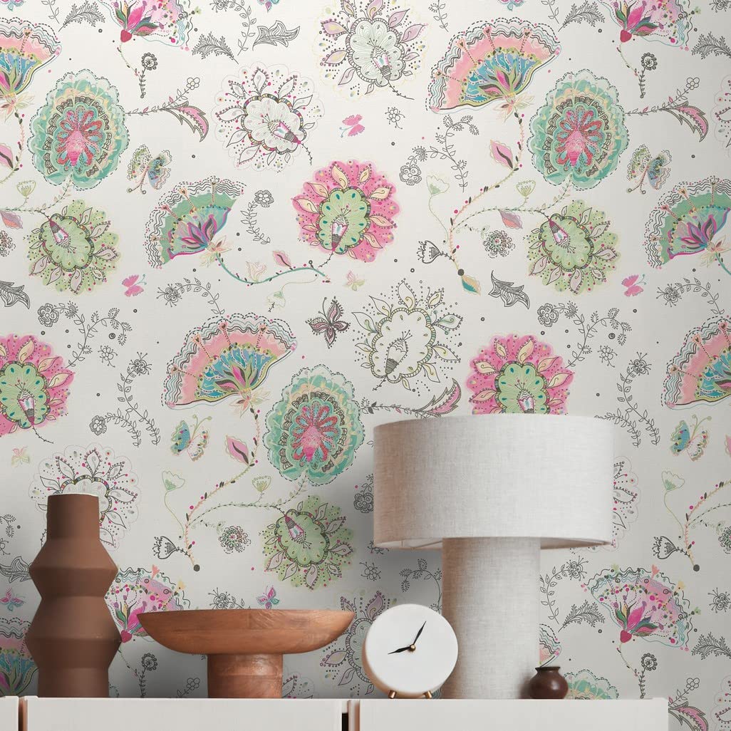 A.S. Creation House of Turnowsky 388991 Wallpaper Floral White Colourful - Non-Woven Wallpaper Country House Style - 10.05 m x 0.53 m - Made in Germany
