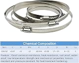 EesTeck 6 Pcs Hose Clamps Set 65-140mm 304 Stainless Worm Gear Adjustable view 6