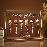 LUCKOR Personalized Valentines Gifts for Mom from Daughter Son Kids, Custom Mom Grandma Gifts, Customized Birth Month Flower with Names, Personalized Grandma Gift for Birthday Valentines Day