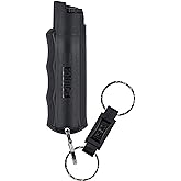 SABRE 3-in-1 Defense Spray – Pepper Spray, Tear Gas & UV Dye, Quick Release Keychain for Easy Carry, Finger Grip for Aim, 3X 