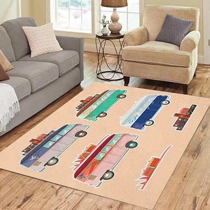 Amazon Com Pinbeam Area Rug Camper Of Retro Travel Van Beetle Car