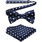 HISDERN Bow Ties for Men Pre-Tie Bow Tie and Pocket Square Set Bowtie Formal Tuxedo Wedding Bowties Handkerchief Set