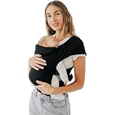 Tushbaby Pearl Wrap Baby Carrier for Newborns 8&ndash;20 lbs, Hands-Free Ergonomic Infant Carrier with Storage, Bottle &amp; Wipe Holder, Adjustable Soft Fabric, Black