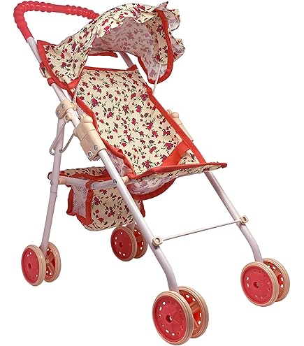 Cochecito Para Muñecas Con Capota Ajustable: Carriola De Juego Interior Y Exterior, Fomenta El Rol De Cuidado, Diseño Plegable Y Ligero