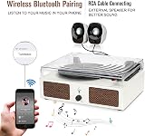Udreamer Vinyl Record Player Wireless Turntable 3 Speeds Built in Speakers White view 2
