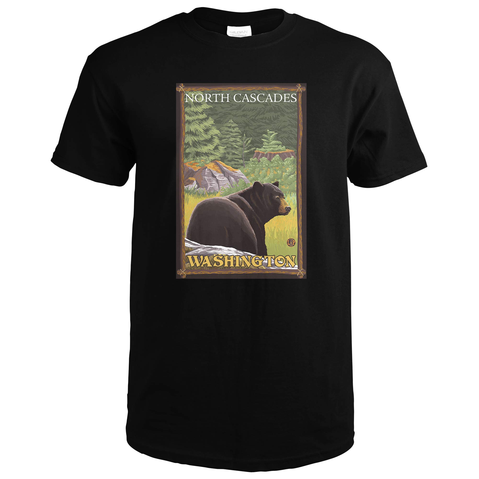 Black Bear In Forest - North Cascades, Washington 14414 (black T-shirt )