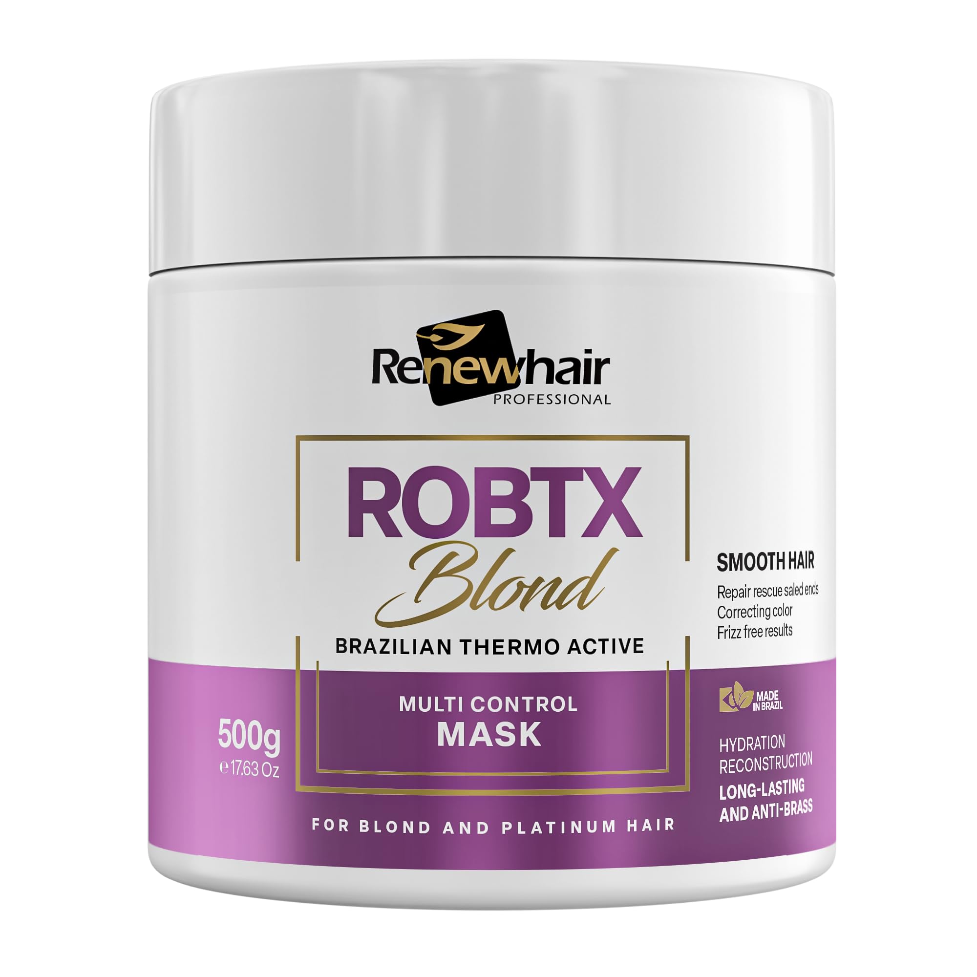 Renew Hair Professional ROBTX BLONDE smart Brazilian Keratin Treatment – Anti-Frizz, Thermo-Active Volume Control for Blonde Hair | Smooth & Repair | Vegan Formula 500gr