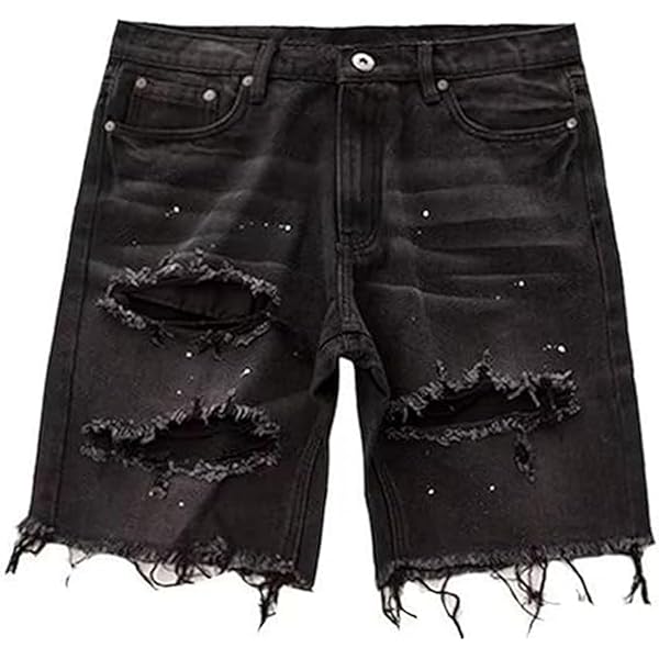 Men's Street Style Jean Shorts Fashion Ripped Knee Lenght
