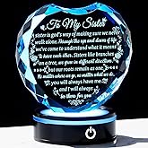 Arikyrist Sister Gift from Sister Brother on Birthday with Colorful LED Base, Crystal Heart Keepsake for Sisters Women - Mother's Day Valentine Gift Idea for Her