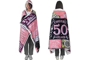 Bombline 50th Birthday Gifts for Her Him,1974 Sherpa Wearable Blanket Hoodie,1974 Birthday Gifts for Women Men,70.8" X 47.3"