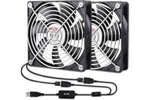 2 Packs Wathai 120mm x 25mm USB Fan with Speed Controller for Computer Receiver AV cabint Game Console PC Laptop TV Box Projector Router Cooling