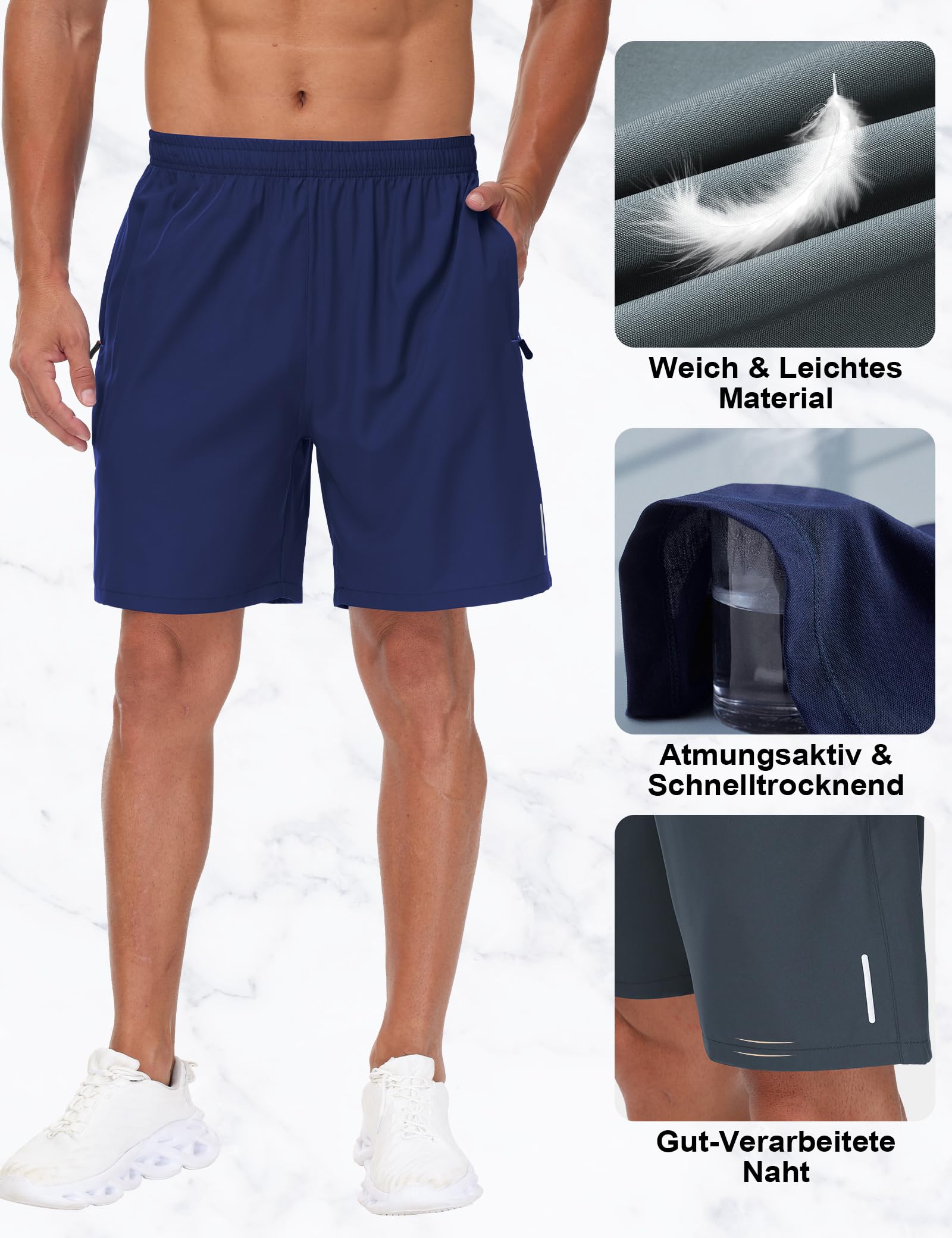 kuzwufs Kurze Jogginghose Herren Trainingsshorts Turnhose Kurz Fitness Shorts Mann Kurze Hosen Männer Laufhose Tennishose Schwarz Schnell Trocknend Atmungsaktive Shorts-Schwarz/Grau/Navy-XXL 5