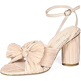 MUCCCUTE Women's Bow Knot Heeled Sandals Ankle Buckle Strap Chunky Heeled Open-toe Comfortable Wedding Party Fashion Heeled
