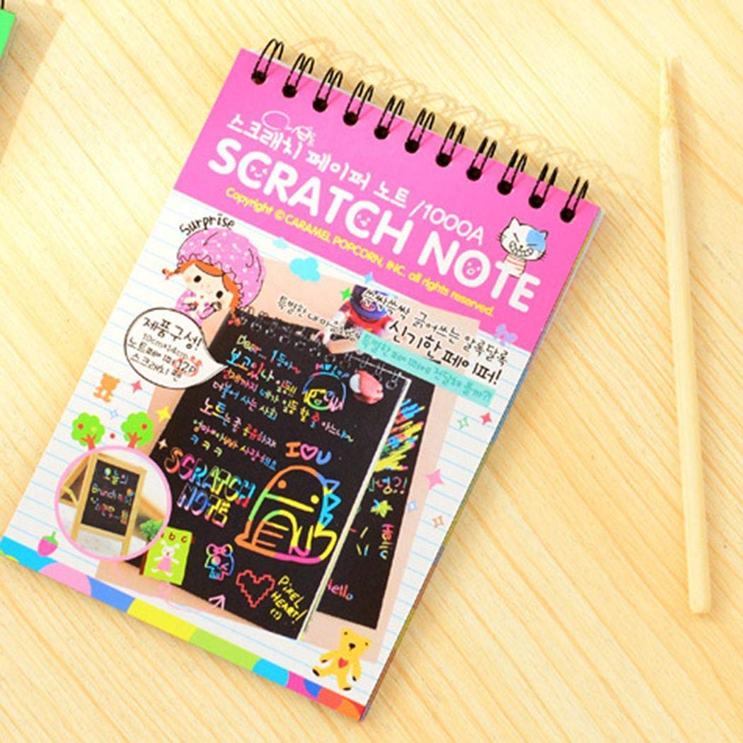 piokikio 10pcs Portable DIY Children Education Painting Book Loose Leaf Scratch Picture Book Drawing